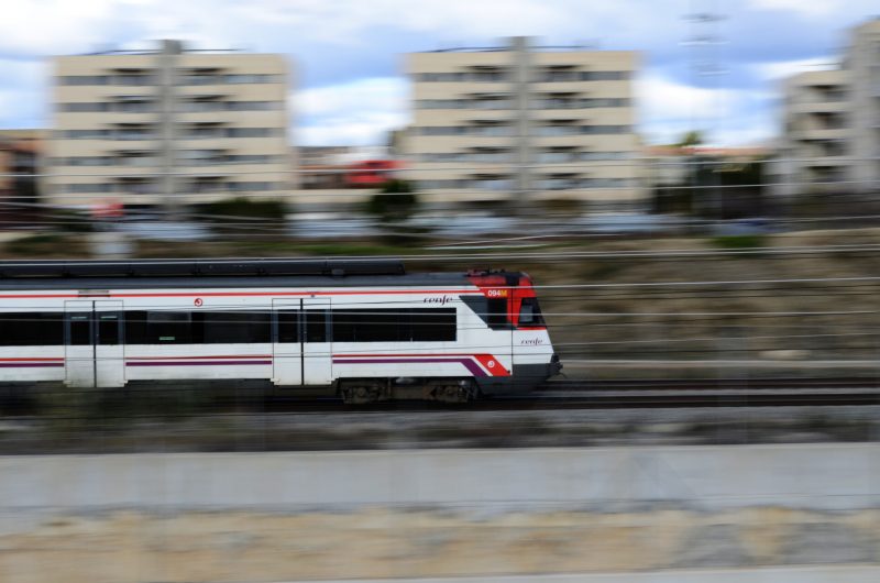 Train to Barcelona panning shot