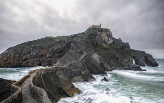 The island of Gaztelugatxe, old hermitage on rocky island.