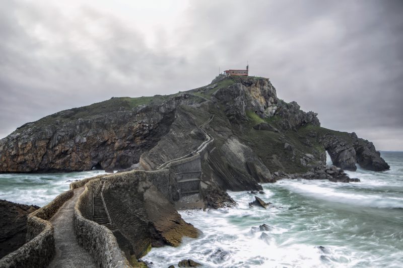The island of Gaztelugatxe, old hermitage on rocky island.